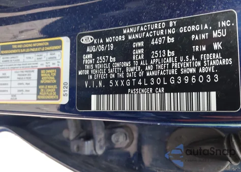 2020 Kia Optima Lx z USA, uszkodzony, nr VIN 5XXGT4L30LG396033